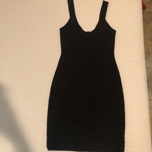 Herve Leger strap bondage stretch midi black small dress